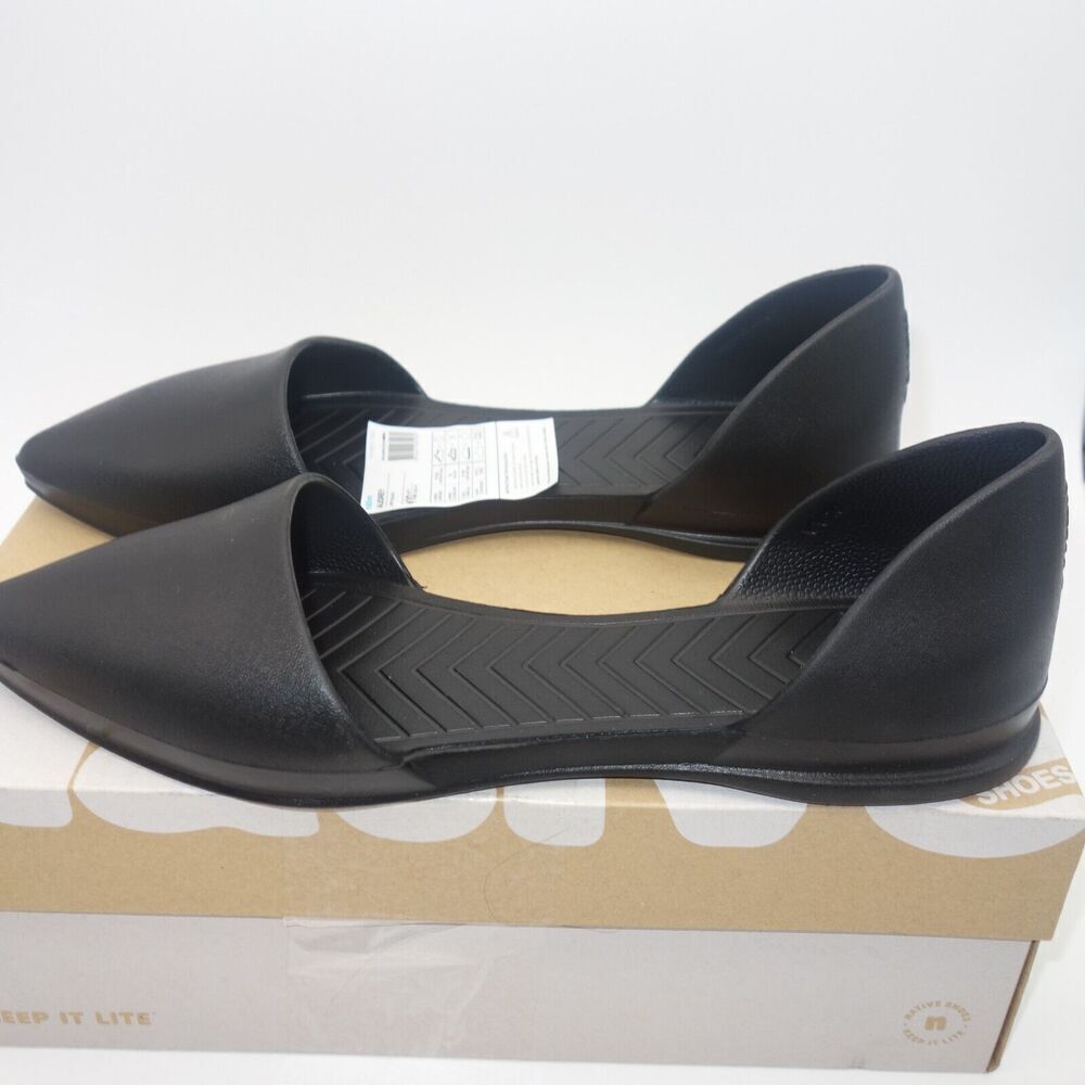 NEW Native Audrey Black Rubber Flats Slip On Dress Shoes  Women's Size 5